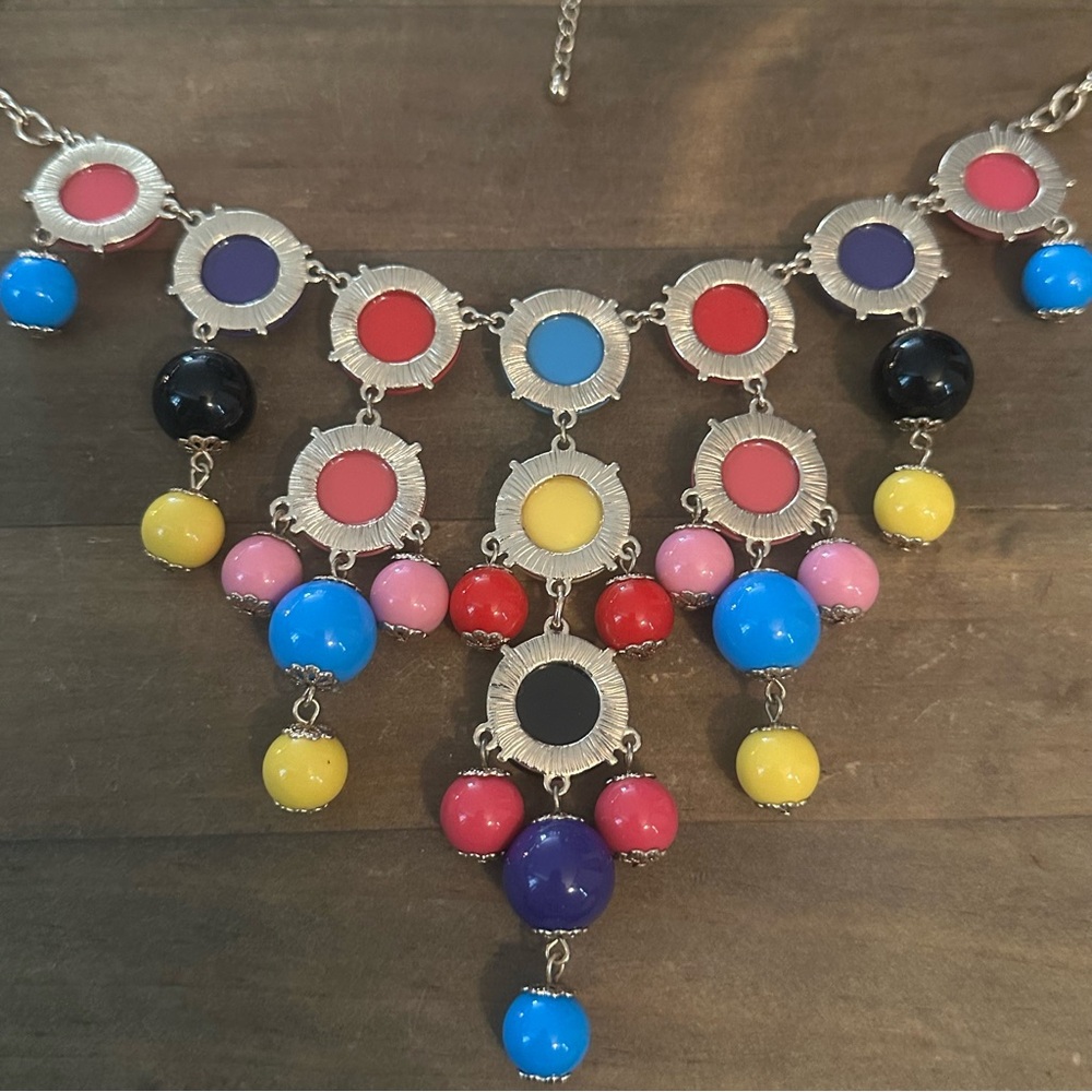 Iman Color Pop Gum Ball Statement Bib Necklace - image 3
